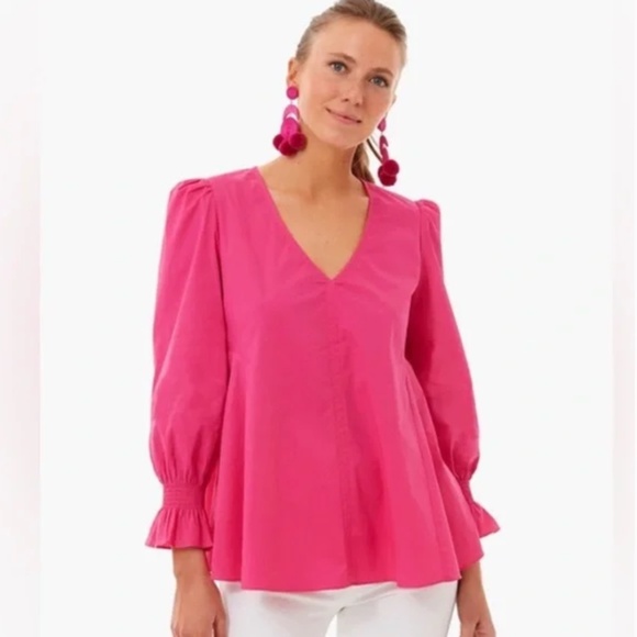 Pomander Place Tops - Tuckernuck Pomander Place Easton Blouse Pink Cotton Poplin Long Sleeve Blouse M
